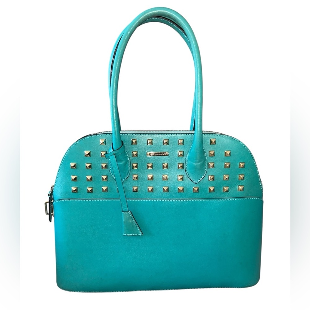 Rebecca Minkoff Turquoise Green Purse Silver Studs Tote
